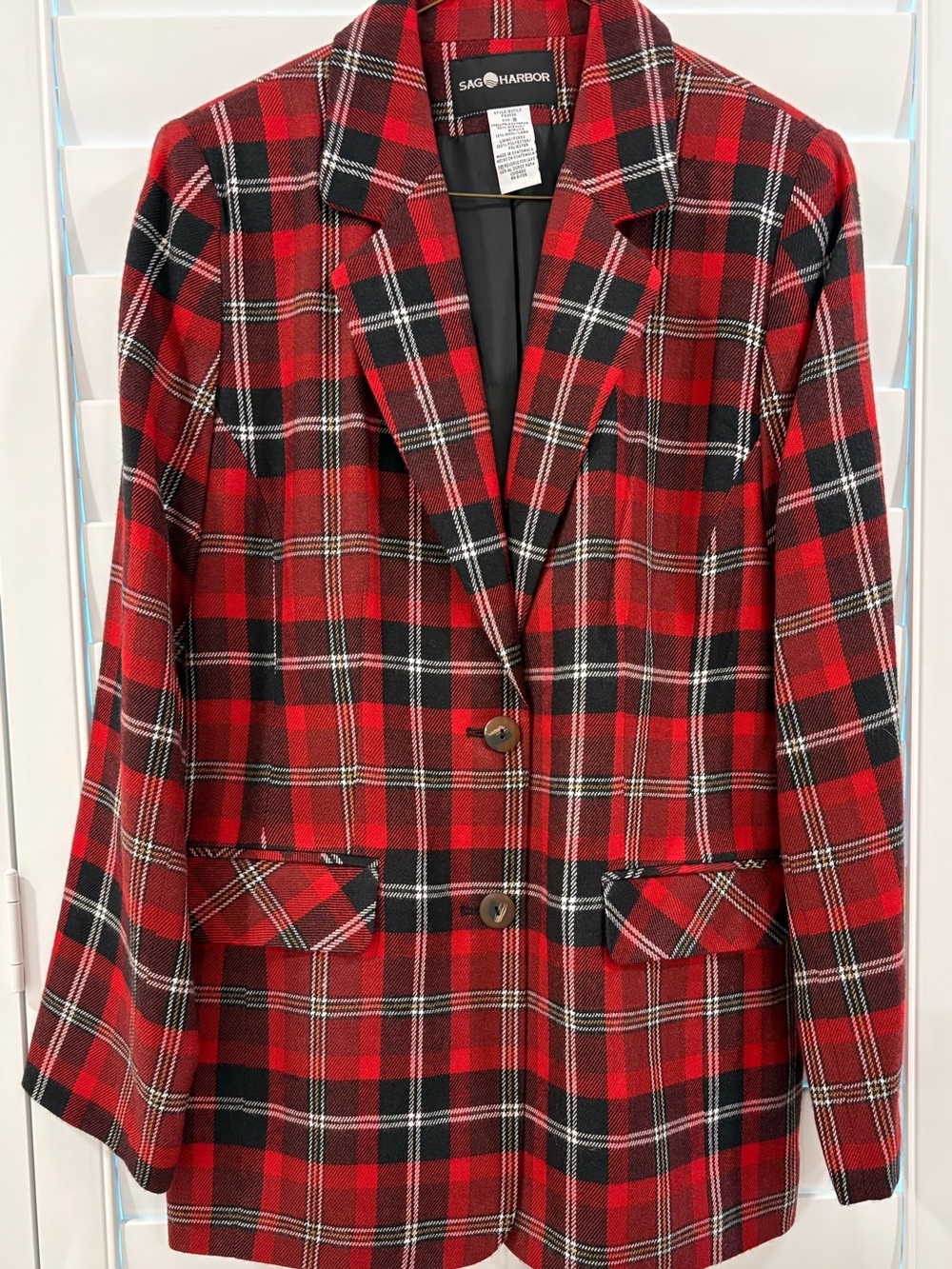 Sag Harbor Red and Black Plaid Tailored Blazer